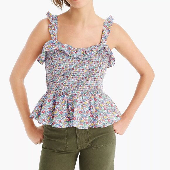 J.Crew x Liberty M Tank Top Favourite Flowers Print Floral Print Smocked - Picture 2 of 10